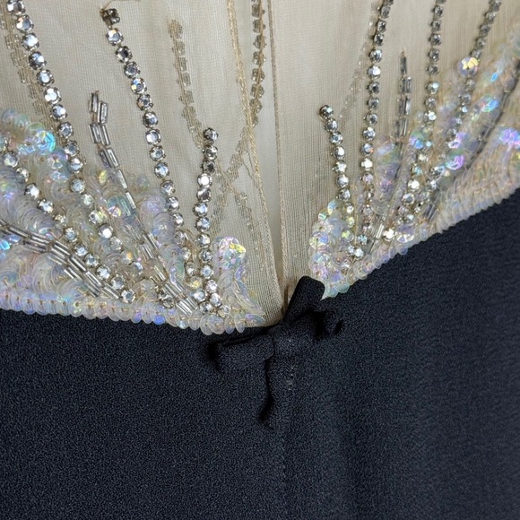 VTG 1950s‎ Mr. Blackwell Black Sequin Beaded Illusion Neck Cocktail Dress Small - Picture 10 of 10